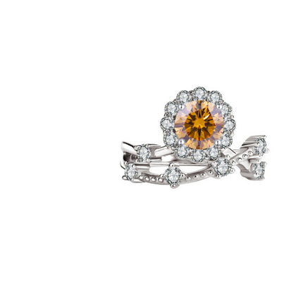 Moissanite Ring Women's Sterling Silver Platinum Niche