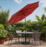 Parasol d'extérieur Novah pour cour extérieure, protection solaire, toile beige et structure en métal durable.
