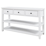Console d'entrée rétro eprolo en bois massif de pin blanc antique avec deux étagères ouvertes, design élégant et cadre solide