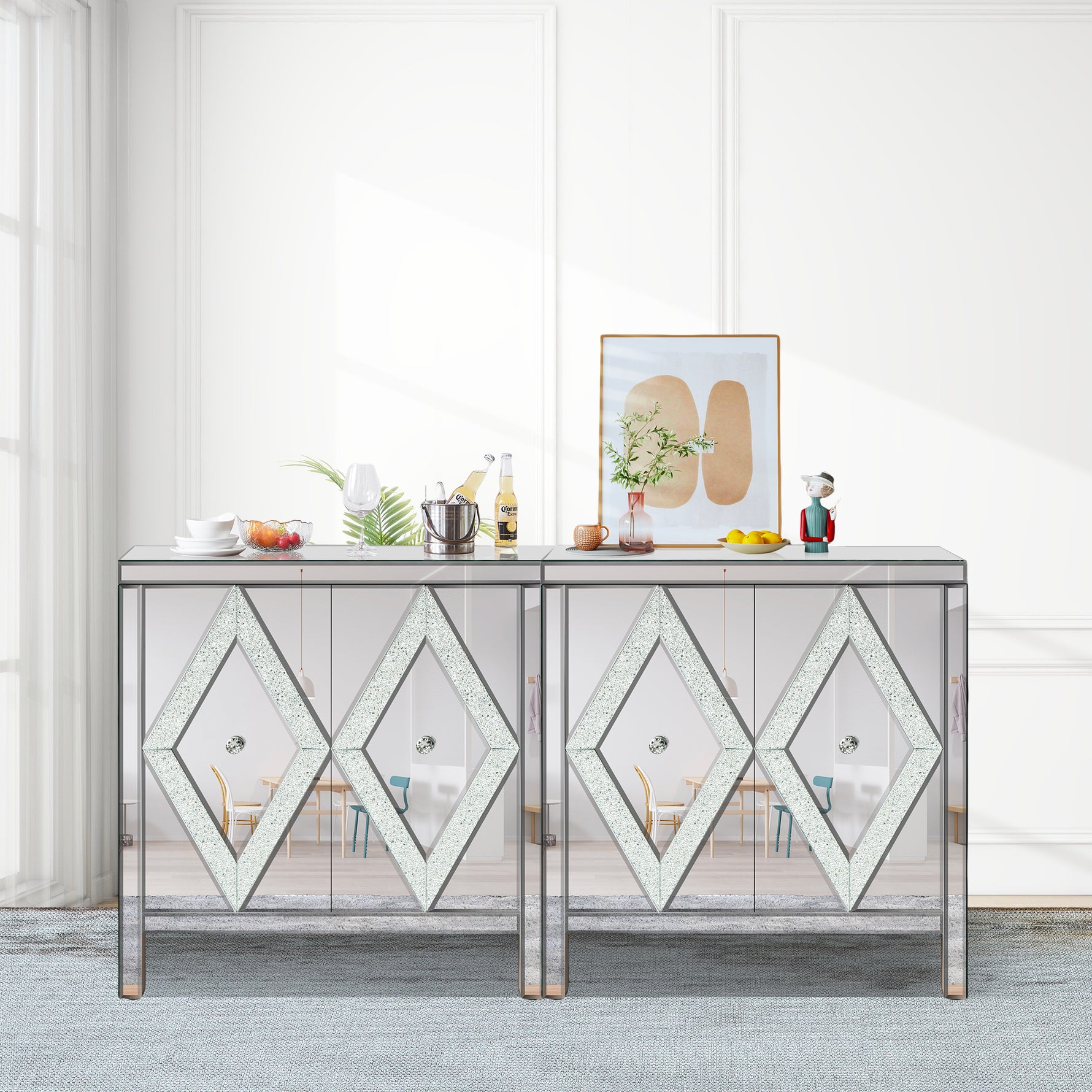 Armoire de rangement avec miroir eprolo, meuble en bois avec portes et miroir intégré pour chambre ou salle de bain.