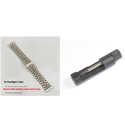 Five-bead Cow Ring Solid Stainless Steel Strap