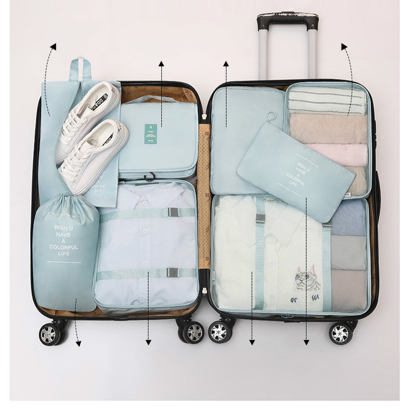 Ensemble de 7 sacs de rangement de voyage eprolo pour vêtements, organisation dans valise, sacs de stockage compacts et résistants.