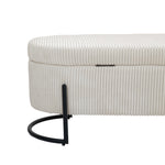 Ottoman de rangement beige COOLMOR avec coussin doux, charnière de sécurité et design pratique, chaise de stockage eprolo.