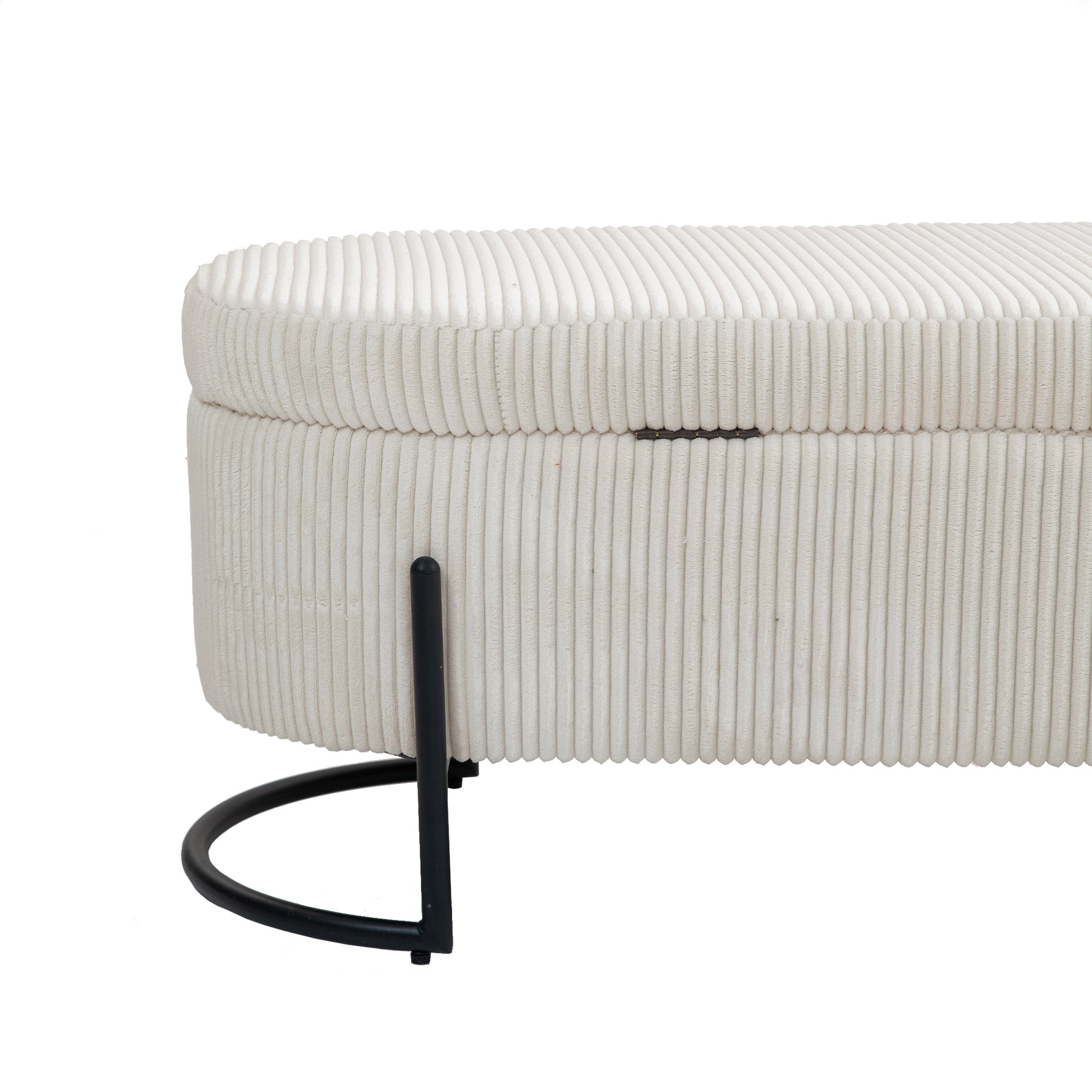 Ottoman de rangement beige COOLMOR avec coussin doux, charnière de sécurité et design pratique, chaise de stockage eprolo.