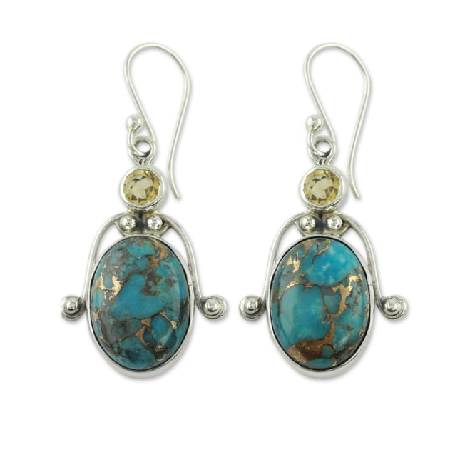 Turquoise Rhinestone Earrings European And American