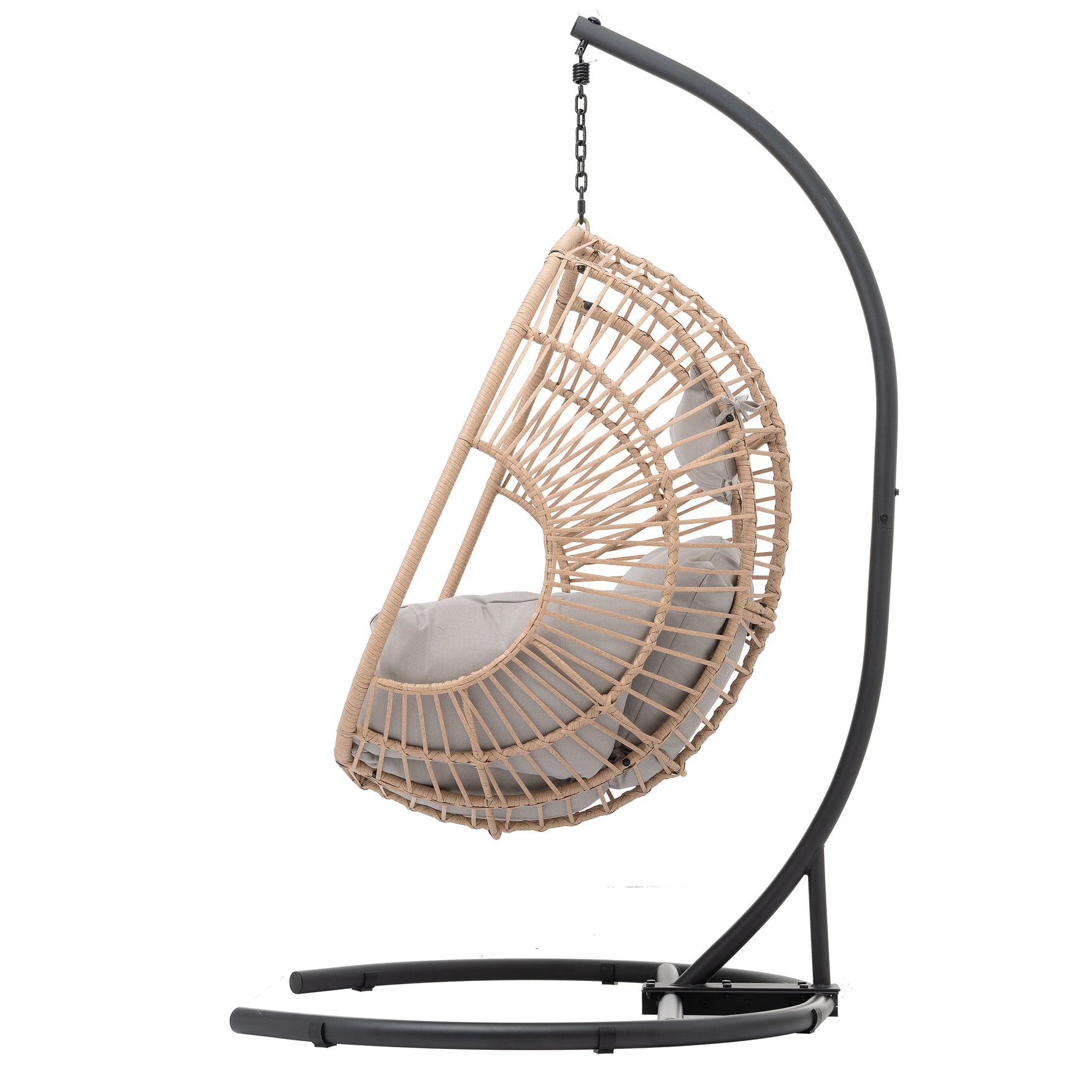 Chaise suspendue intérieure et extérieure de style œuf, siège en rotin avec coussin, de la marque eprolo.