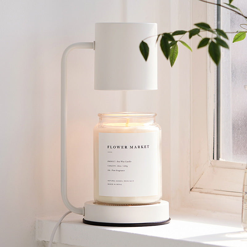 Bougeoir moderne eprolo en métal avec lumière tamisée, chauffe-cire pour ambiance de chambre ou salon, sans aromathérapie.
