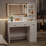Miroir intelligent avec tiroirs et rangements, table de maquillage eprolo pour chambre à coucher ou dressing, design moderne.