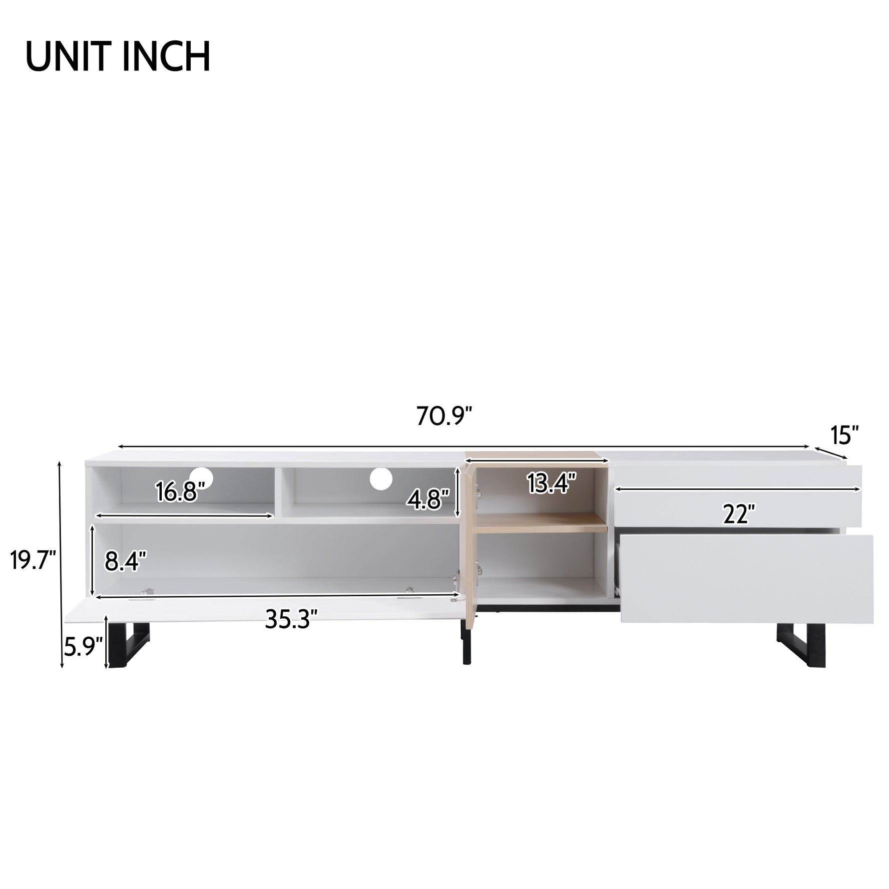 Meuble TV moderne en bois avec espace de rangement, conçu par eprolo, pour salon élégant et fonctionnel.