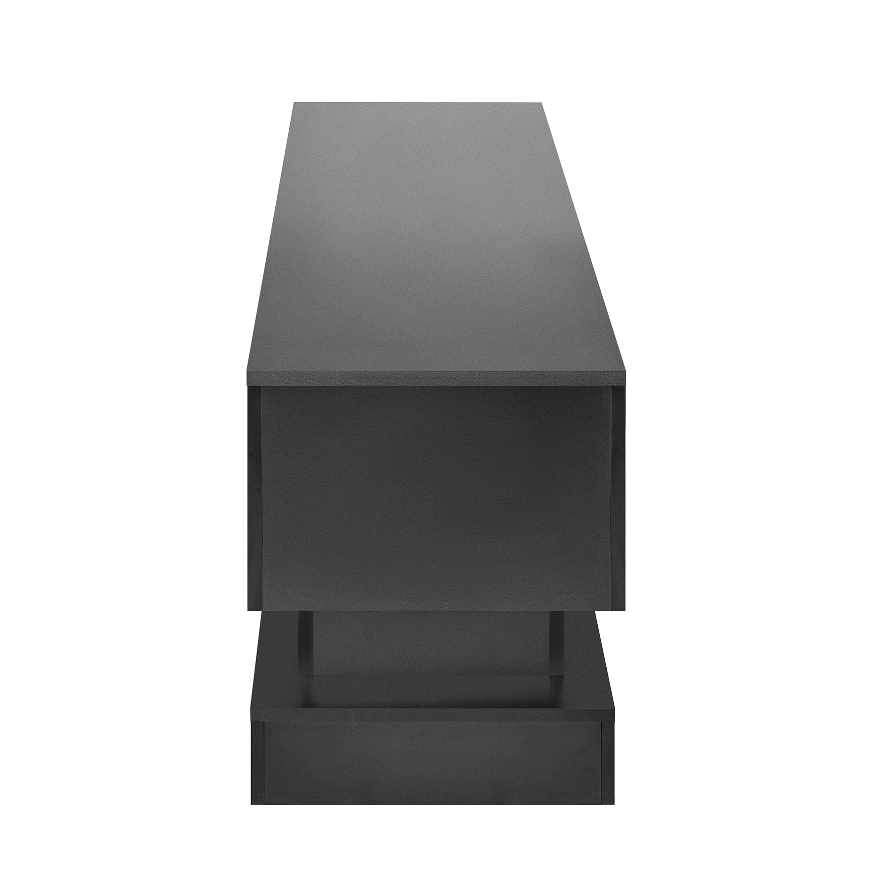 Meuble TV moderne noir de 51,18 pouces avec éclairage LED, finition brillante, de la marque eprolo, pour salon élégant.