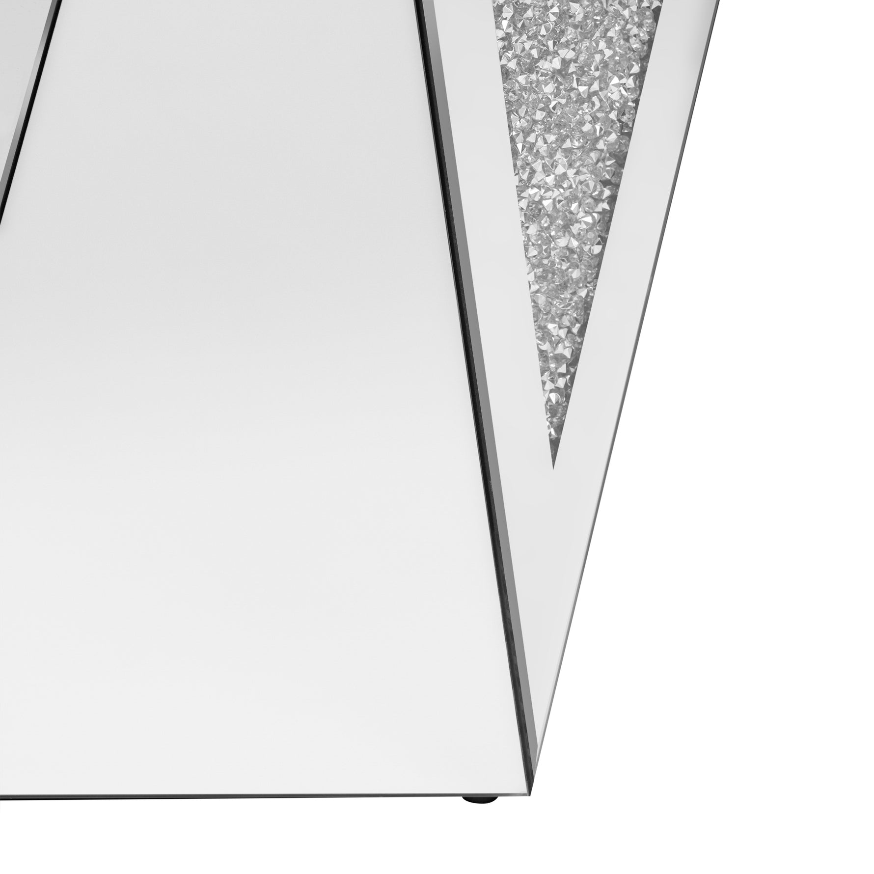 Table d'appoint carrée en miroir argenté U-Can 13,8'' avec diamants broyés, style moderne pour salon, sans montage nécessaire.