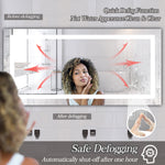 Miroir de salle de bain LED eprolo 72x36 pouces avec éclairage, anti-buée et réglable, miroir de vanité moderne.