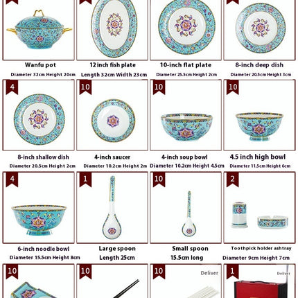 Household Style Enamel Bone China Tableware Set