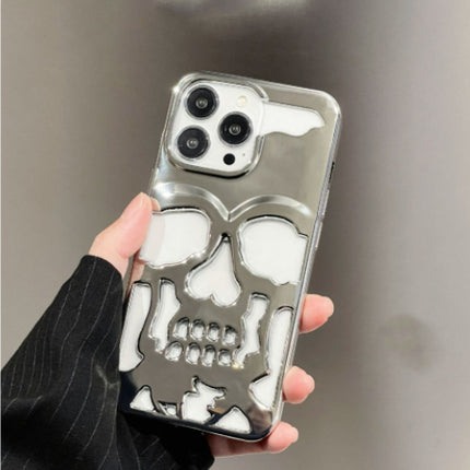 Luxury Plating 3D Skull Phone Case Breathable Glossy Hollow Out Gold Metallic Paint