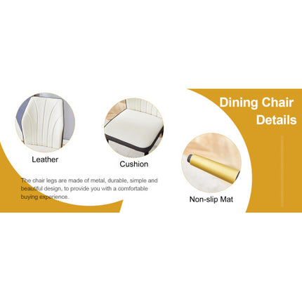 4 Modern Dining Chairs With Stylish PU Patterned Backrest And Black Metal Legs For A Comfortable Home Experience In The Kitchen, Bedroom And Office.
