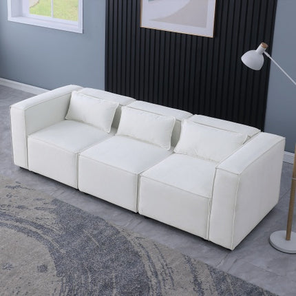 Modular Sofa BEIGE Chenille Fabric, Simple And Grand, The Seat And Back Is Very Soft. This Is Also A KNOCK DOWN Sofa