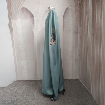 Muslim Two-piece Set Plus Size Heavy Industry With Belt Female Robe