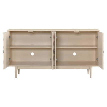 Modern 4-door Sideboard With Convex Doors And 2 Silver Handles For Living Room, Dining Room, Kitchen