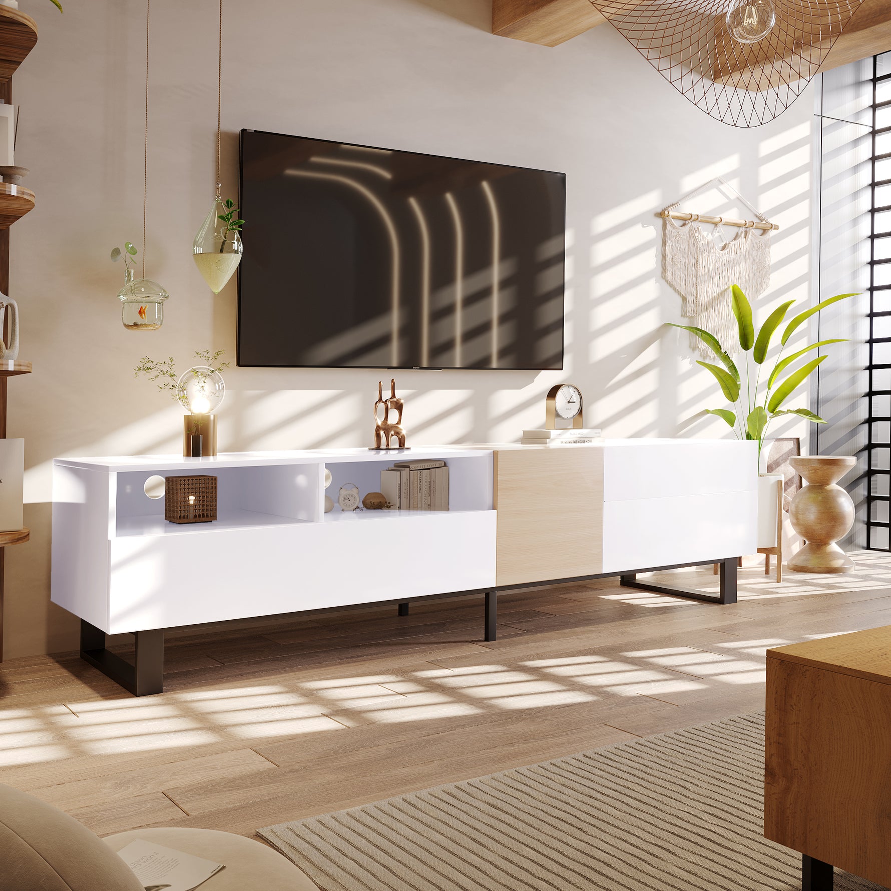 Meuble TV moderne en bois avec rangement, finition élégante, conçu par eprolo, pour salon contemporain.