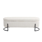 Chaise ottomane de rangement eprolo COOLMOR avec coussin doux, charnière de sécurité, tissu beige, fauteuil de stockage pratique