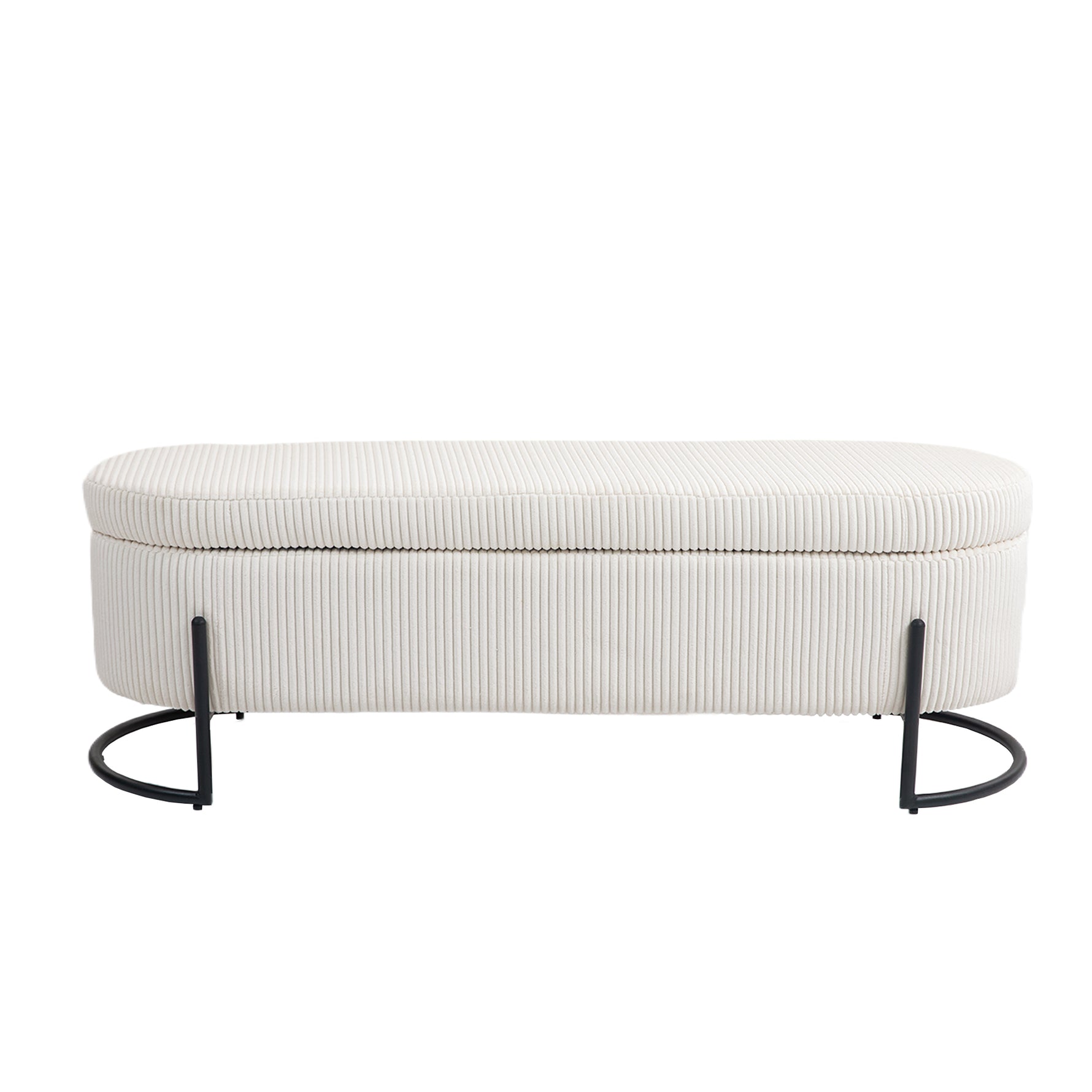 Chaise ottomane de rangement eprolo COOLMOR avec coussin doux, charnière de sécurité, tissu beige, fauteuil de stockage pratique