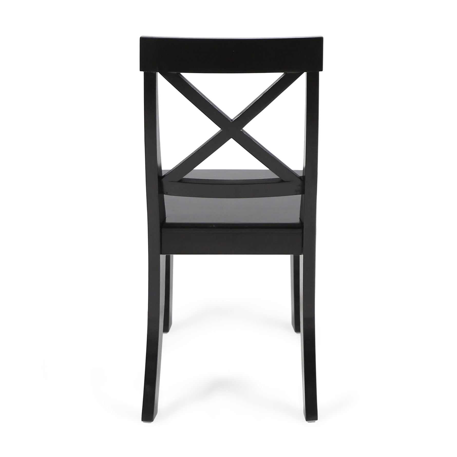 Deux chaises de salle à manger en acacia noir de la marque eprolo, style ferme, avec dossier solide et assise confortable.