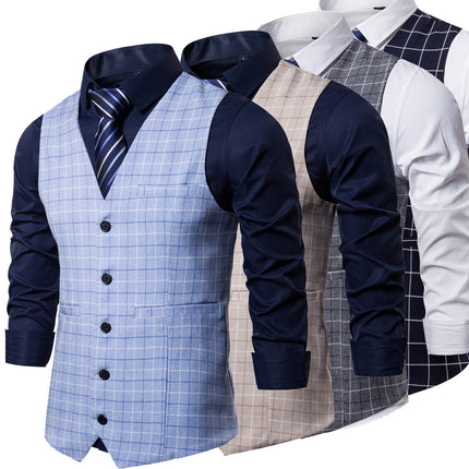 Men's Slim Fit Checkered Button Vest