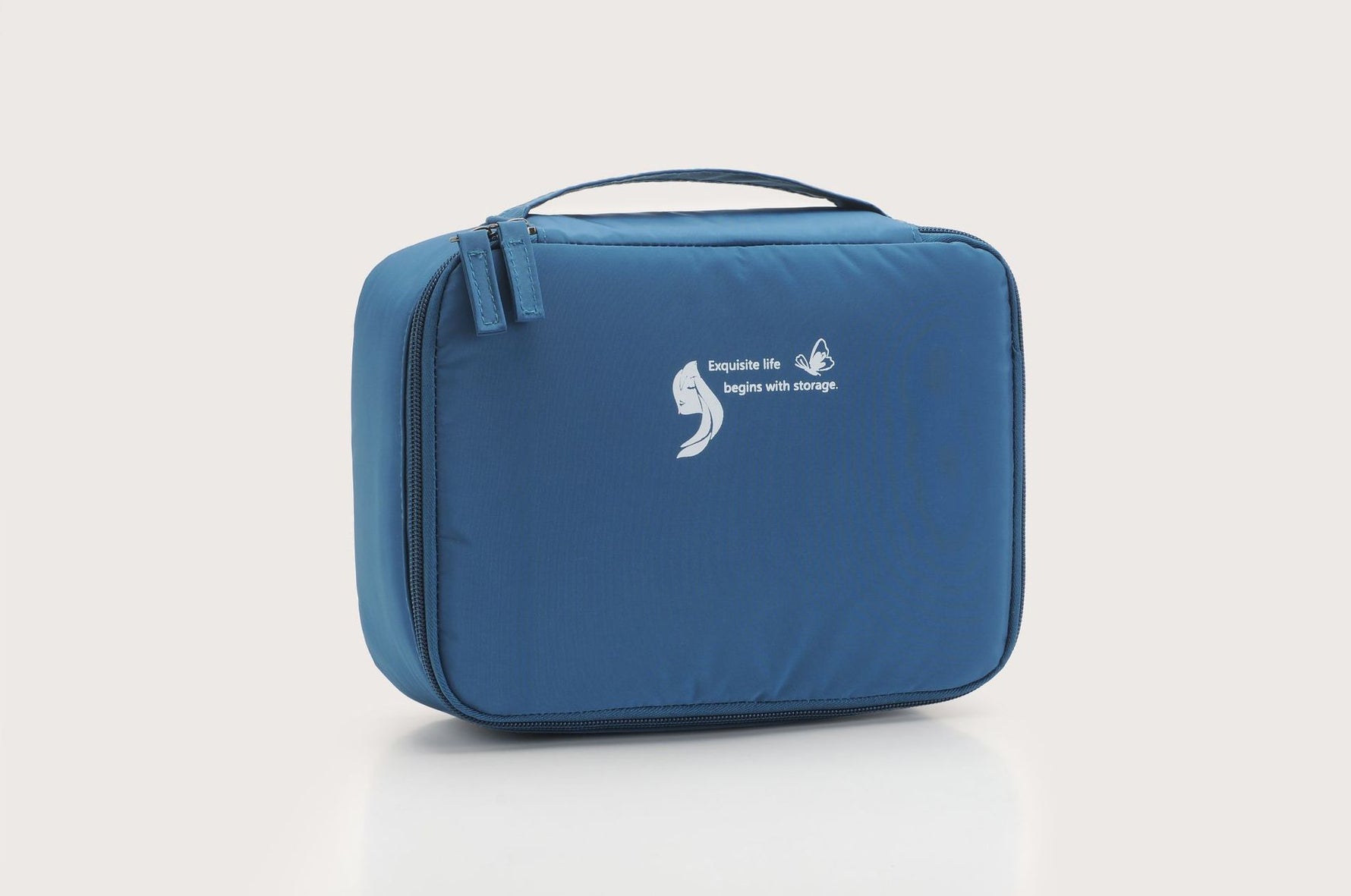 Trousse de maquillage de voyage eprolo, sac de rangement carré portable pour produits cosmétiques et accessoires de toilette.