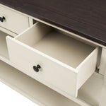 Console rétro eprolo en bois de pin massif avec deux étagères ouvertes, design élégant pour salon, finition espresso et beige
