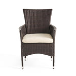 Chaise de salle à manger d'extérieur eprolo en rotin multicolore brun, lot de 2, design confortable et résistante aux intempéries.