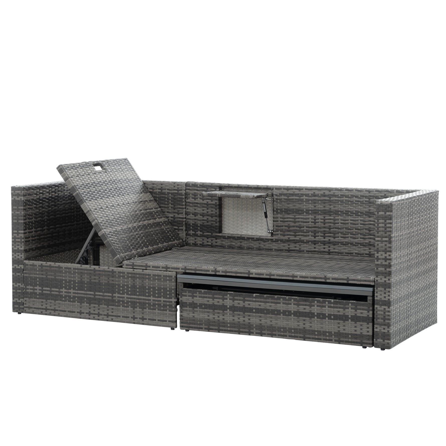 Ensemble de meubles de terrasse en rotin PE d'eprolo avec table basse en contreplaqué, idéal pour mobilier extérieur saisonnier.