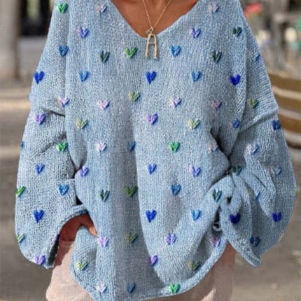 Womens Casual 3D Printed V-Neck Sweatshirt In A Sweater-Look Design