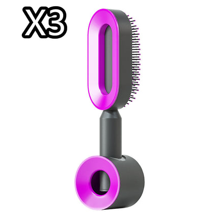 Self Cleaning Hair Brush For Women One-key Cleaning Hair Loss Airbag Massage Scalp Comb Anti-Static Hairbrush - Novah