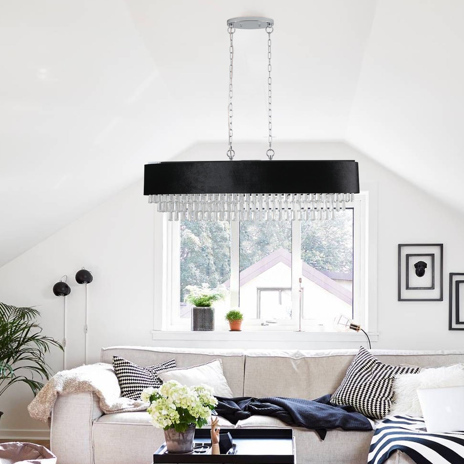 Lustre moderne en cristal de la marque eprolo, avec plusieurs branches et pendentifs en cristal brillant pour une décoration élégante.