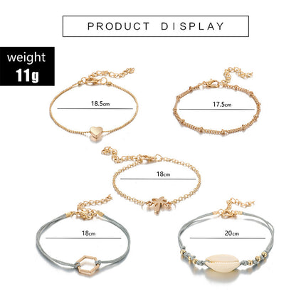 Shell Love Geometry 5 Piece Bracelet