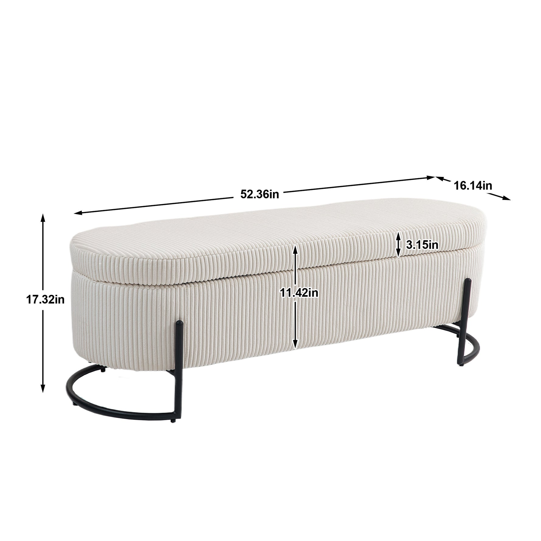 Ottoman de rangement eprolo COOLMOR beige avec coussin doux, siège coffre avec charnière de sécurité, style moderne et pratique
