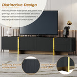 Meuble TV design moderne noir pour téléviseurs jusqu'à 80 pouces, avec rangements et tiroirs, marque eprolo