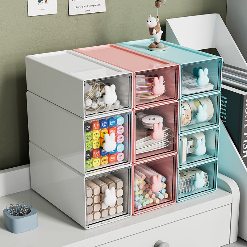 Boîte de rangement en plastique eprolo pour bureau, grande capacité avec tiroirs pour organisation efficace.