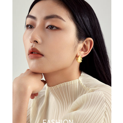 925 Sterling Silver Stud Earrings Earrings Female Plated 14k Gold Premium Sense Of Niche Design Ginkgo Biloba National Style Silver Jewellery