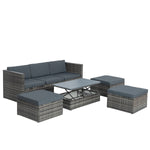 Ensemble de meuble de terrasse en rotin PE d'eprolo avec table basse en contreplaqué, mobilier d'extérieur saisonnier.