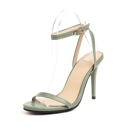 Sexy Stiletto Heel Super High Buckle Hollow-out Solid Color Sandals