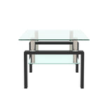 Table basse rectangulaire en verre noir avec surface claire, meuble de salon moderne de la marque eprolo.