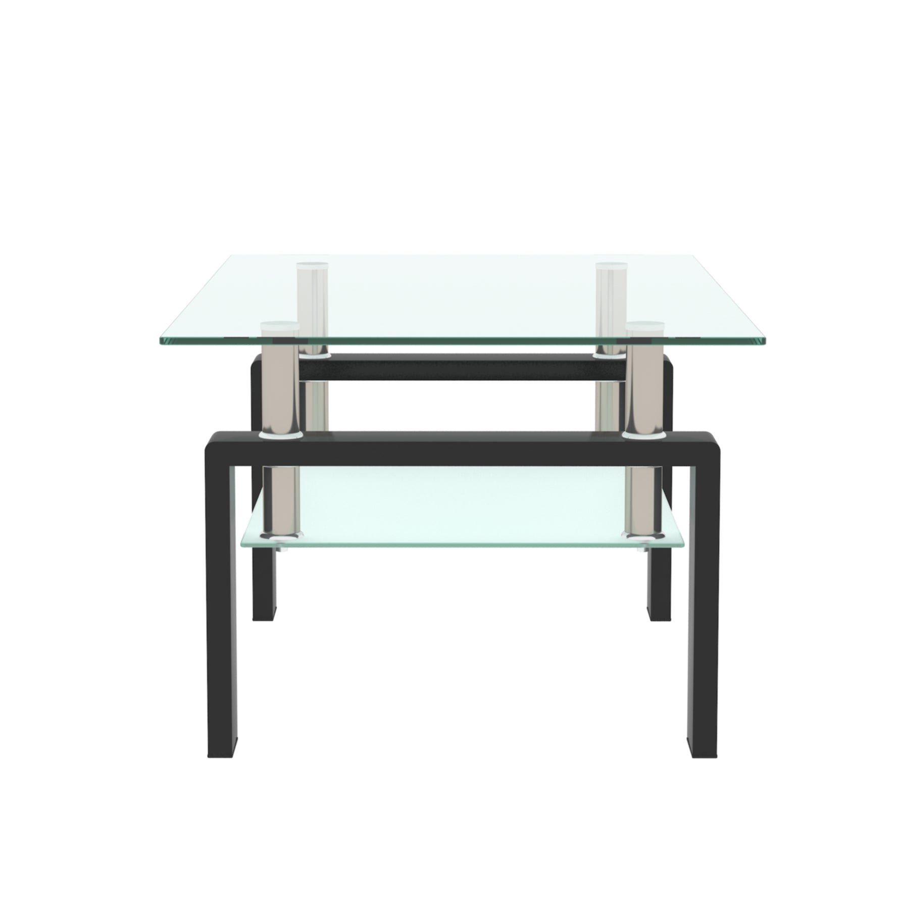 Table basse rectangulaire en verre noir avec surface claire, meuble de salon moderne de la marque eprolo.