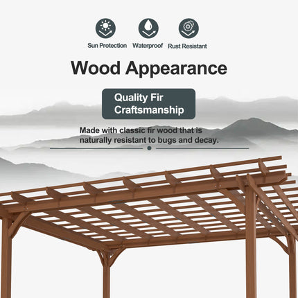 Outdoor Wood Pergola, Wooden Patio Pergola Gazebo For Climbing Plant Support, Garden,Brown