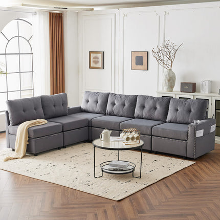 Velvet Modular Combination Sofa With Storage, Living Room Combination Sleeper Sofa