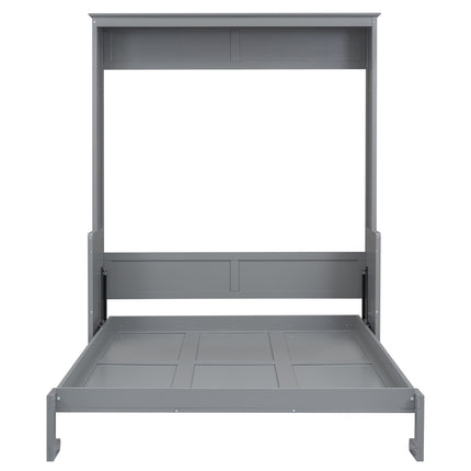 Queen Size Murphy Bed With A Shelf, Gray