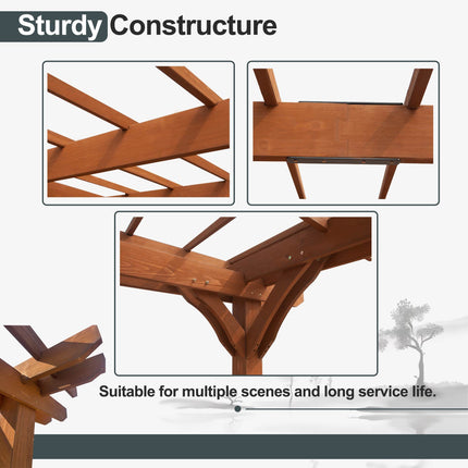 Outdoor Wood Pergola, Wooden Patio Pergola Gazebo For Climbing Plant Support, Garden,Brown