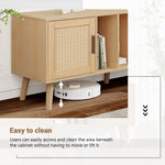 Support de télévision Vine de eprolo en bois avec espace pour appareils électroniques, design moderne et fonctionnel.