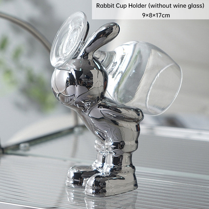 Support à vin en forme de lapin de luxe léger pour décoration intérieure, en bois, idéal pour salon ou salle à manger.