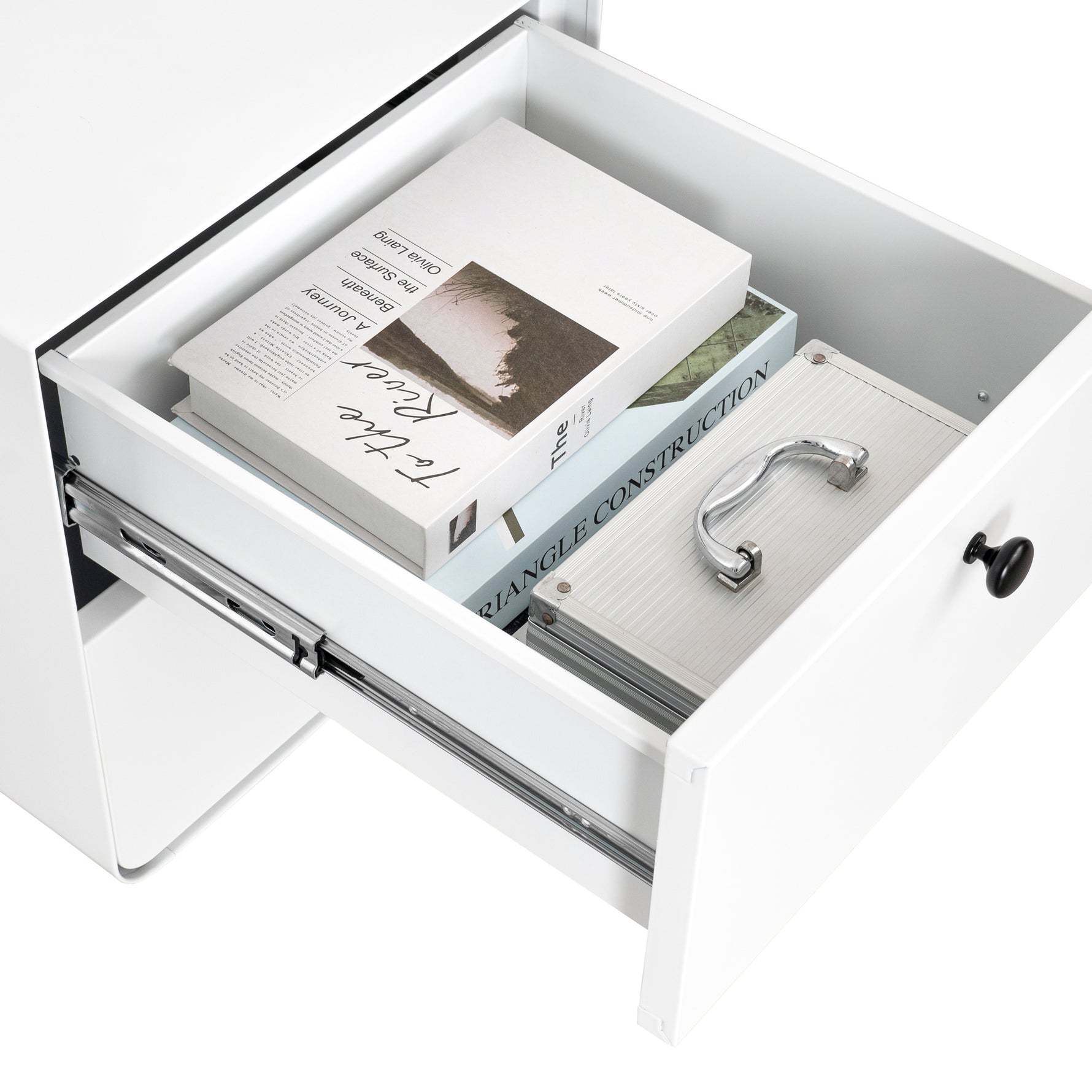 Meuble de chevet moderne en acier, rangement pour salon ou chambre par eprolo, avec portes et espace de stockage élégant.